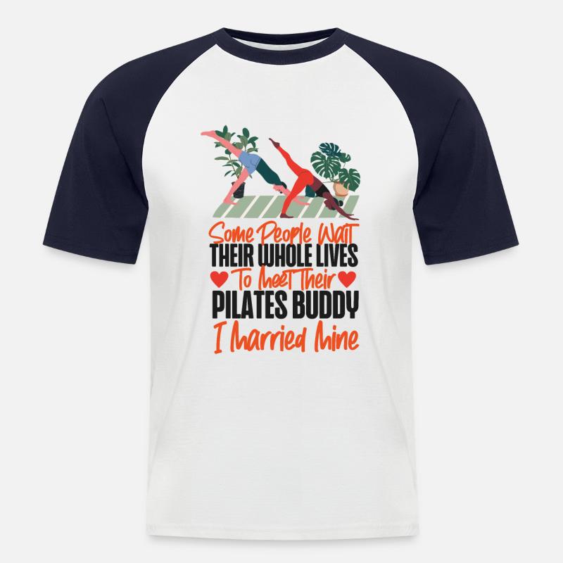 Pilates Instructor Teacher Husband - Männer Baseball-T-Shirt - Weiß/Navy