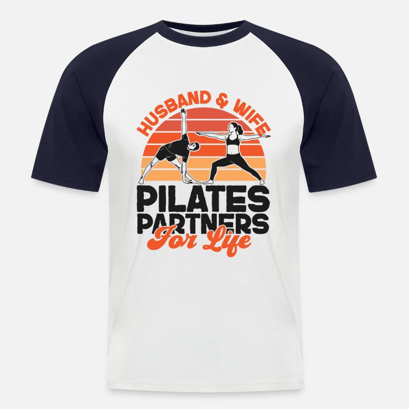 Pilates Instructor Teacher Husband - Männer Baseball-T-Shirt - Weiß/Navy