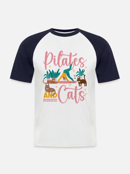 Pilates Instructor Teacher Cat - Männer Baseball-T-Shirt - Weiß/Navy