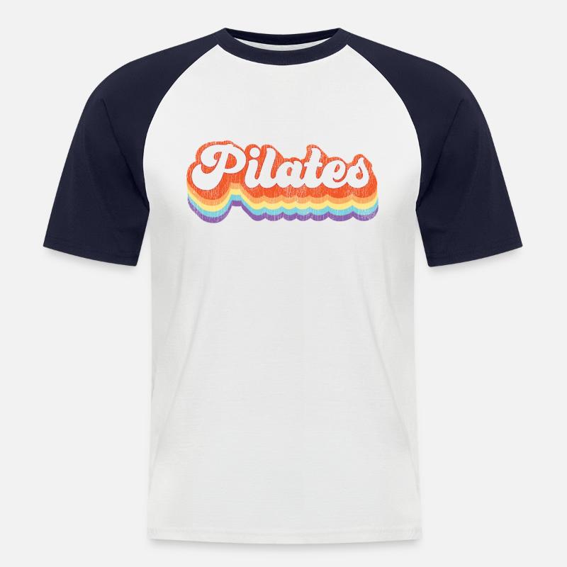 Pilates Instructor Teacher Retro - Männer Baseball-T-Shirt - Weiß/Navy