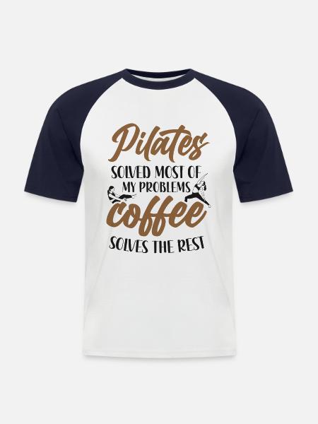 Pilates Instructor Teacher Coffee - Men's Baseball T-Shirt - white/navy