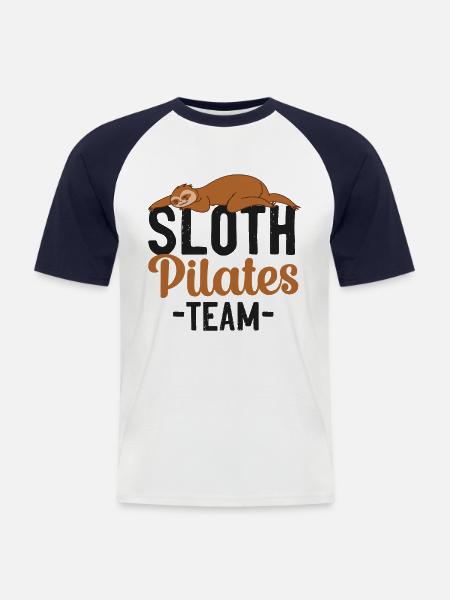 Pilates Instructor Teacher Sloth - Männer Baseball-T-Shirt - Weiß/Navy