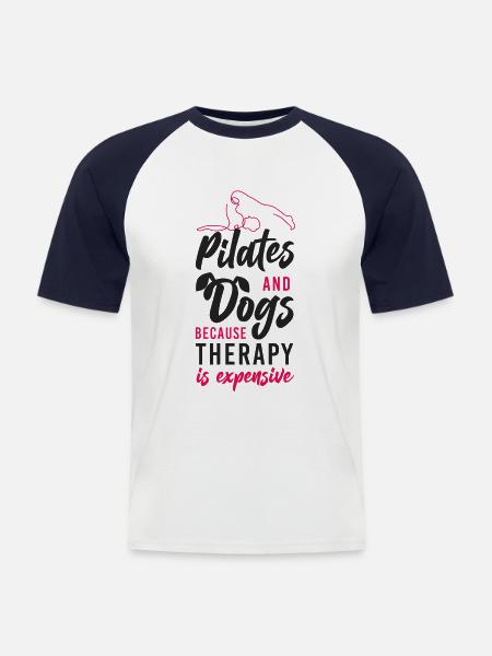 Pilates Instructor Teacher Dog - Men's Baseball T-Shirt - white/navy
