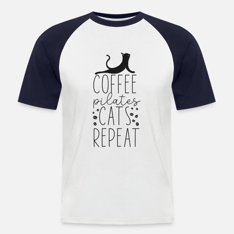 Pilates Instructor Teacher Coffee - Männer Baseball-T-Shirt - Weiß/Navy