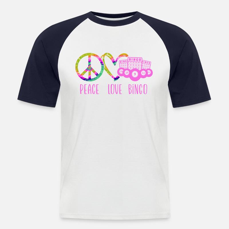Bingo Player Peace Love Bingo - Männer Baseball-T-Shirt - Weiß/Navy