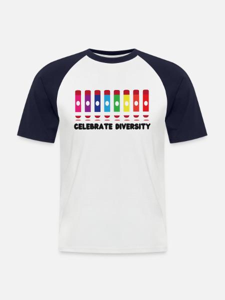 Bingo Player Celebrate Diversity - Men's Baseball T-Shirt - white/navy