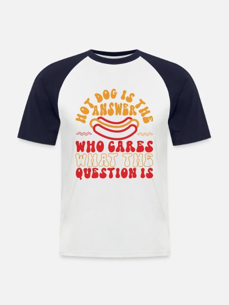 Hotdog voksen hotdog er - Kortærmet herre-baseballshirt - hvid/marineblå