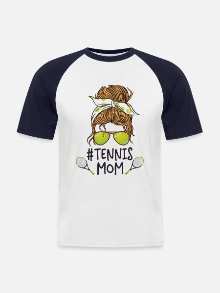 Funny Tennis Player Racket - Männer Baseball-T-Shirt - Weiß/Navy