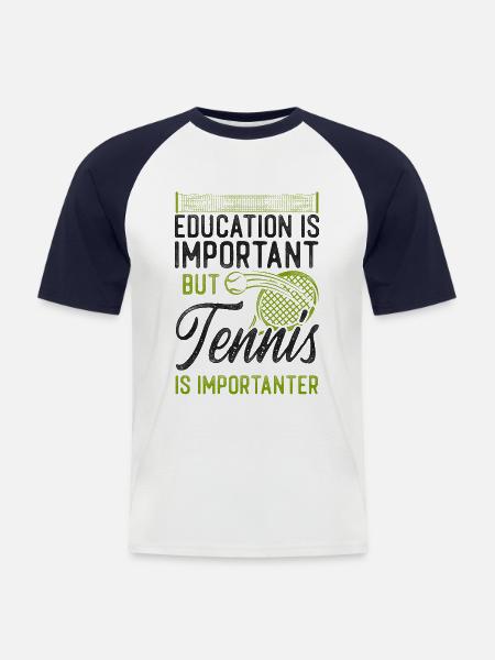 Funny Tennis Player Racket - Men's Baseball T-Shirt - white/navy