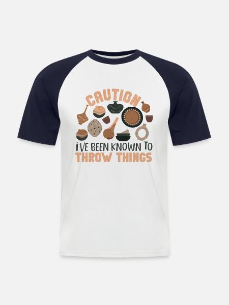 Pottery Ceramics Artist Caution - Men's Baseball T-Shirt - white/navy