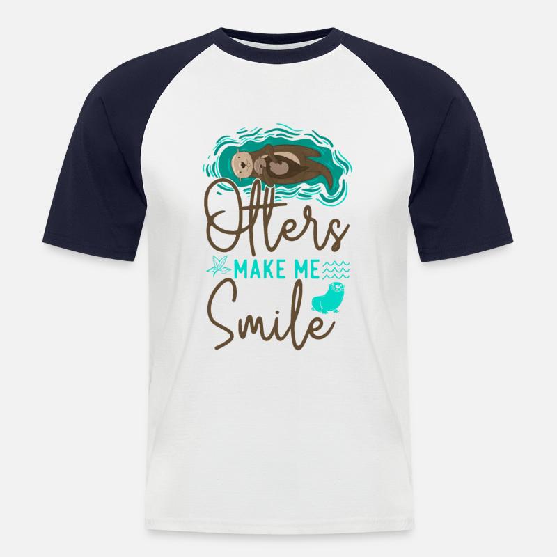 Otter Otters Make Me Smile - Männer Baseball-T-Shirt - Weiß/Navy