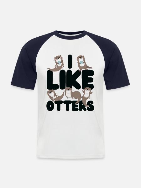 Otter I Like Otters - Men's Baseball T-Shirt - white/navy