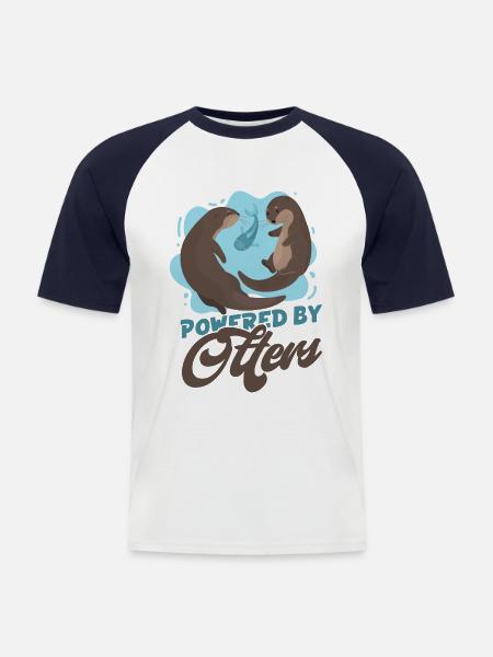 Otter Powered By Otters - Men's Baseball T-Shirt - white/navy