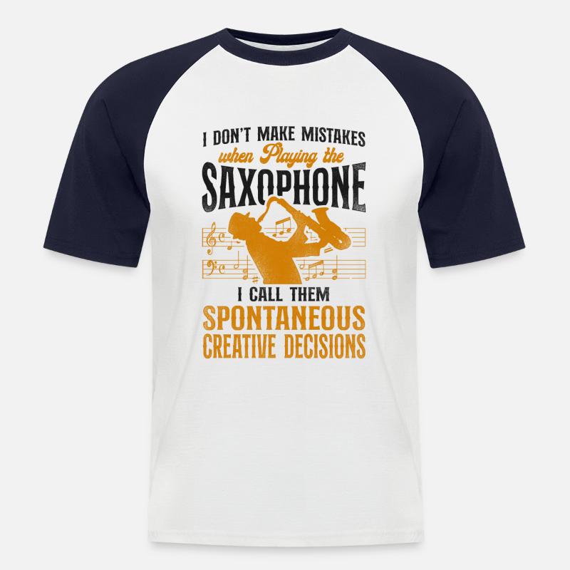 Saxophone I Don't Make Mistakes - Männer Baseball-T-Shirt - Weiß/Navy