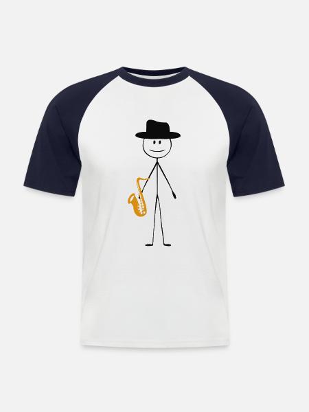 Saxophone Saxophone Guy - Men's Baseball T-Shirt - white/navy