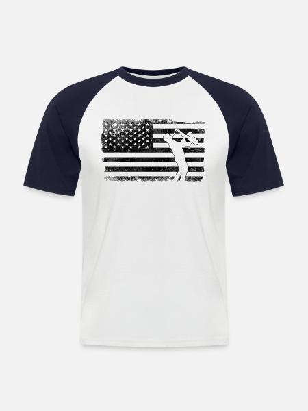 Saxophone American Flag - Männer Baseball-T-Shirt - Weiß/Navy