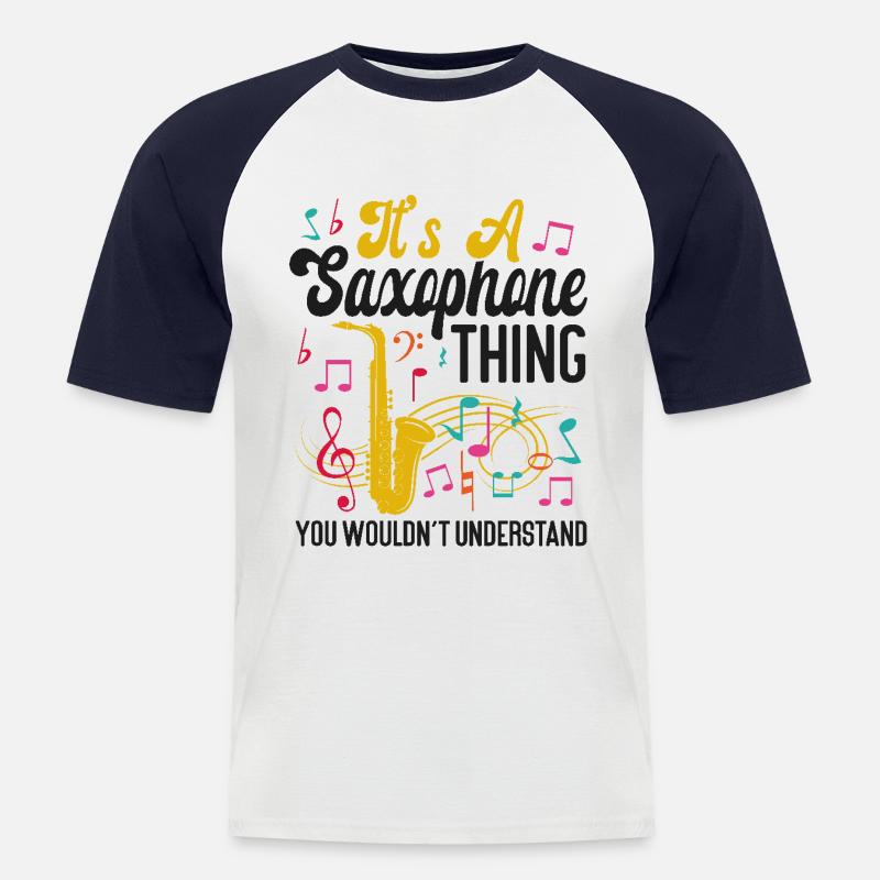 Saxophone It's A Saxophone Thing - Männer Baseball-T-Shirt - Weiß/Navy