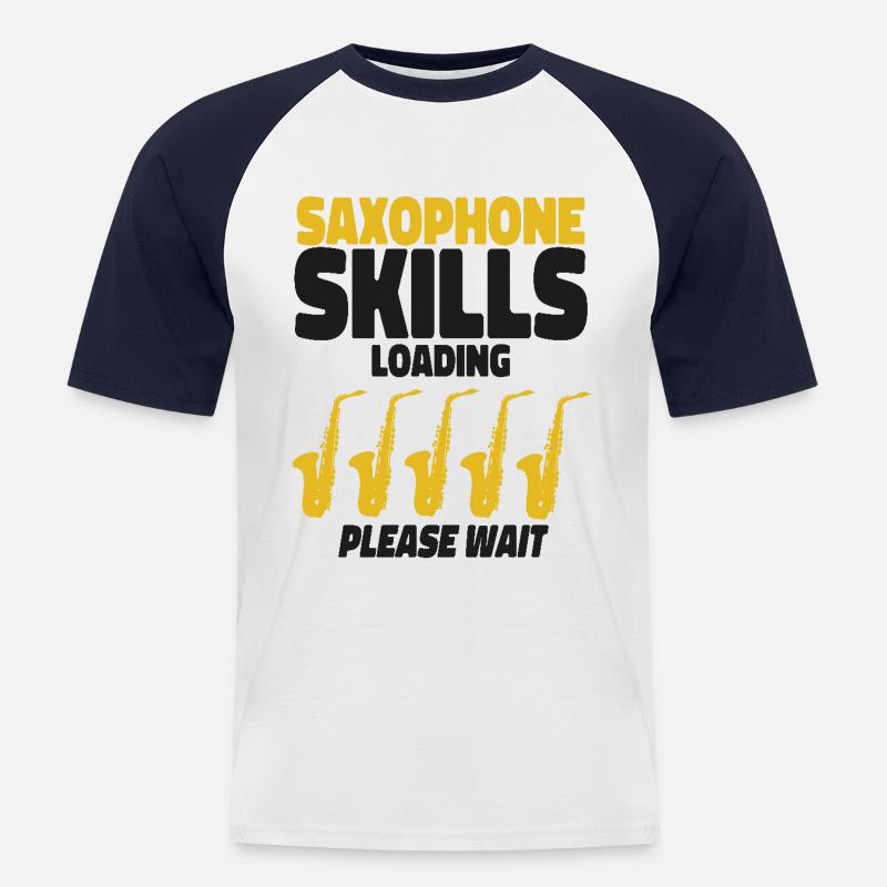 Saxophone Saxophone Skills Loading - Männer Baseball-T-Shirt - Weiß/Navy