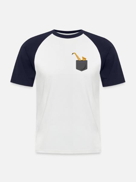 Saxophone Pocket - Männer Baseball-T-Shirt - Weiß/Navy
