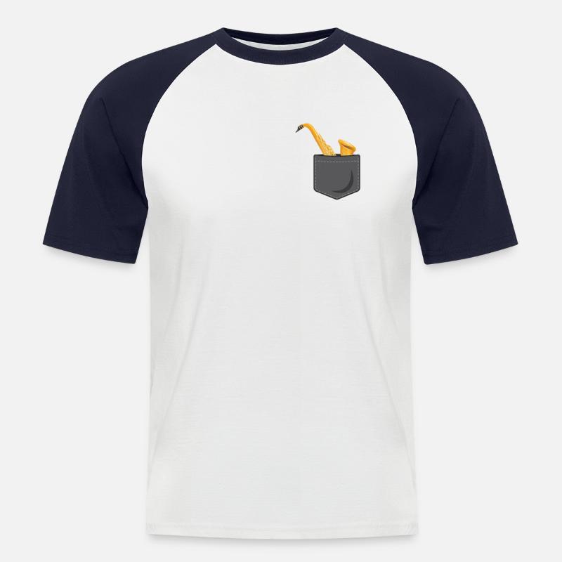 Saxophone Pocket - Männer Baseball-T-Shirt - Weiß/Navy