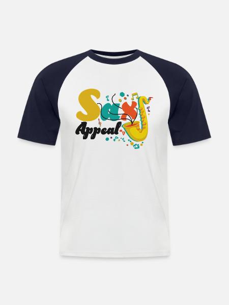 Saxophone Pun Sax Appeal - Männer Baseball-T-Shirt - Weiß/Navy