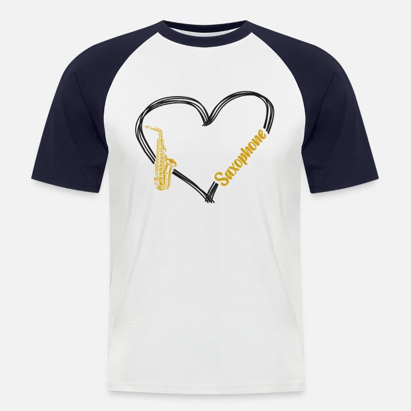 Saxophone Saxophone - Männer Baseball-T-Shirt - Weiß/Navy