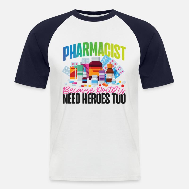 Pharmacy Tech Technician - Männer Baseball-T-Shirt - Weiß/Navy