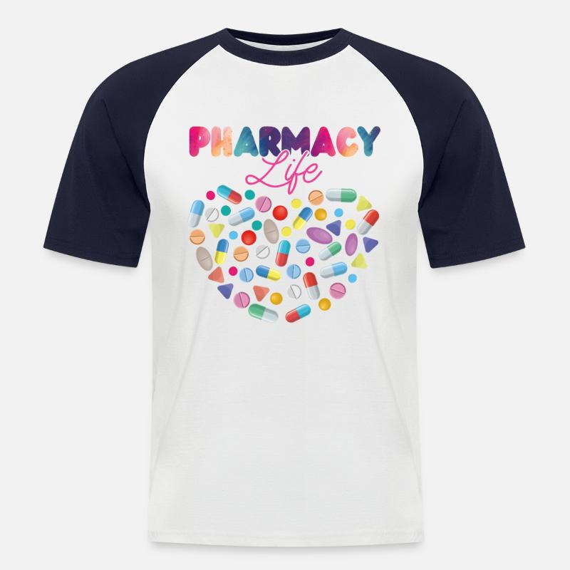 Pharmacy Tech Technician - Männer Baseball-T-Shirt - Weiß/Navy