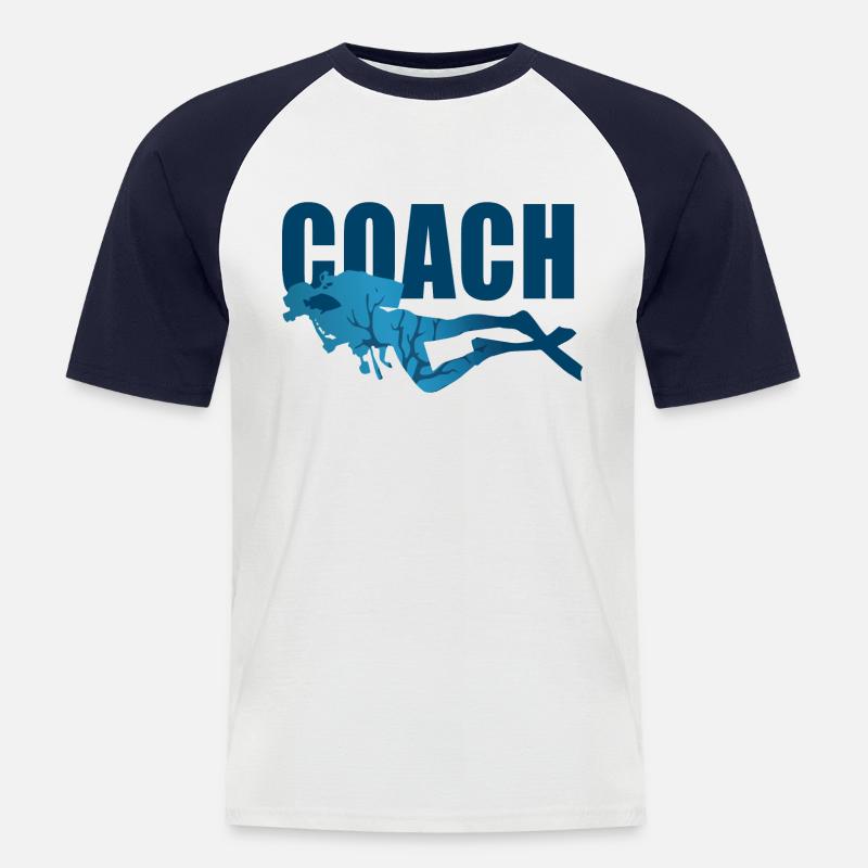 coach Scuba diving diver diving - Men's Baseball T-Shirt - white/navy