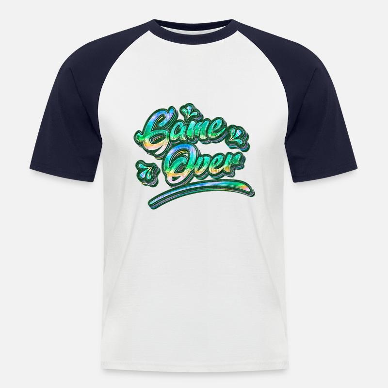 Game Over Graffiti - Männer Baseball-T-Shirt - Weiß/Navy