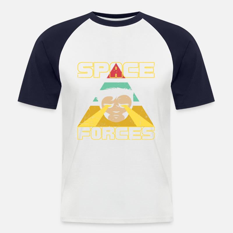 WELTRAUMKRÄFTE - Männer Baseball-T-Shirt - Weiß/Navy