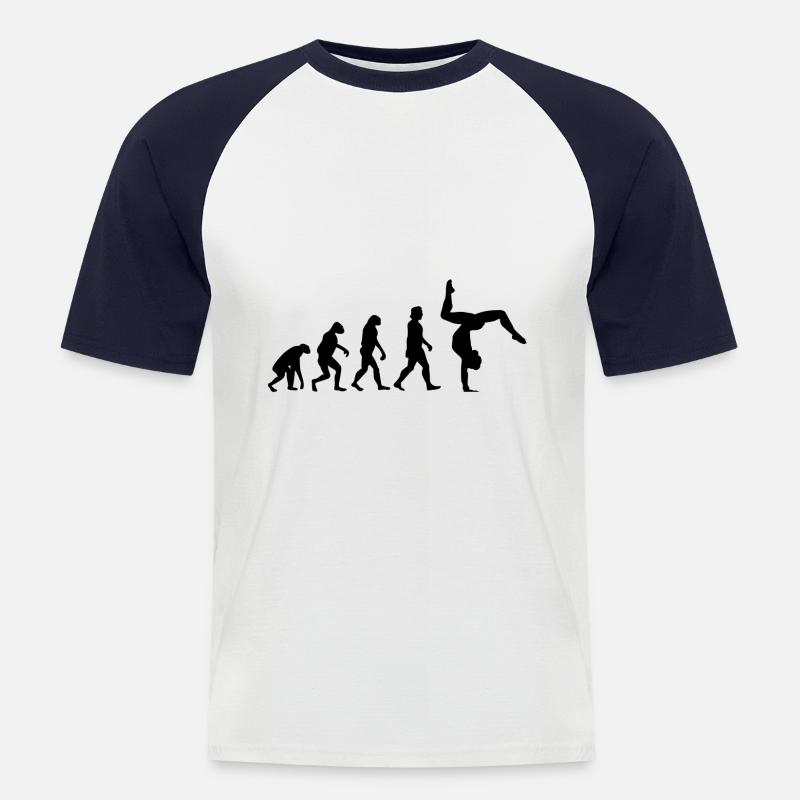Turnen Handstand Evolution - Männer Baseball-T-Shirt - Weiß/Navy