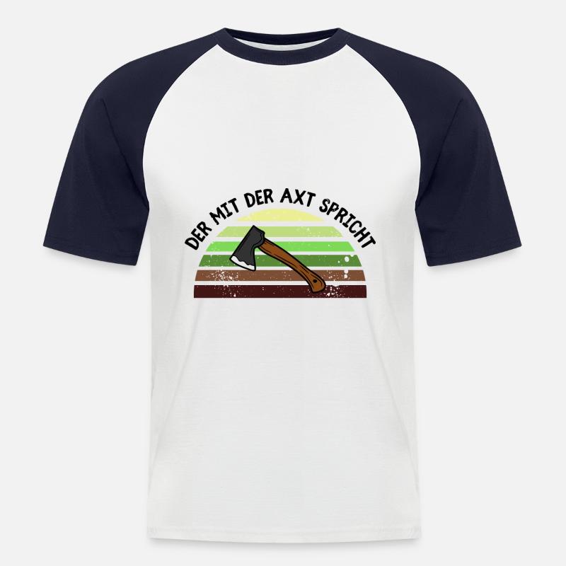 Der mit der Axt spricht - Männer Baseball-T-Shirt - Weiß/Navy
