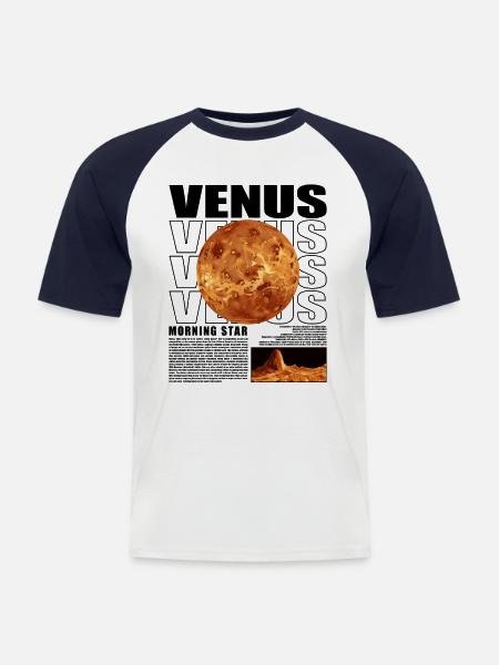 Venus Planet Space Kosmologi Astrofysik - Kortærmet herre-baseballshirt - hvid/marineblå