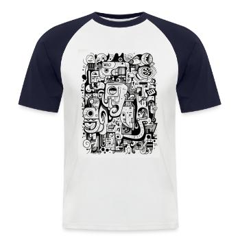 [MB] Contrasting Symbiosis: Black and White Art - Men's Baseball T-Shirt - white/navy - Front - Nik (191cm)