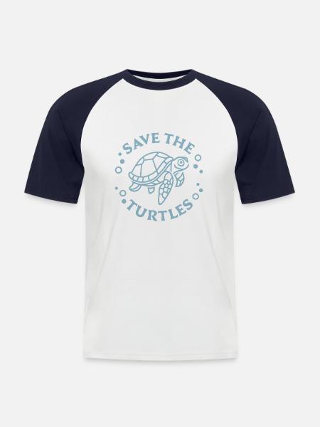 Save the turtles - Men's Baseball T-Shirt - white/navy