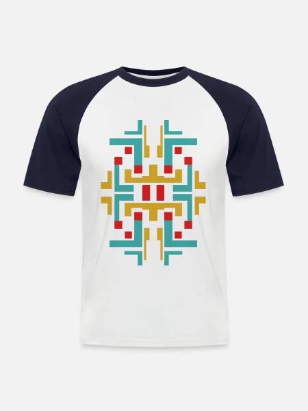 Abstrakte Farbkunst - Männer Baseball-T-Shirt - Weiß/Navy