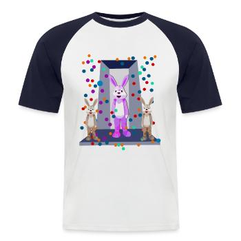 Rabbit Party on the catwalk - Men's Baseball T-Shirt - white/navy - Front - Nik (191cm)