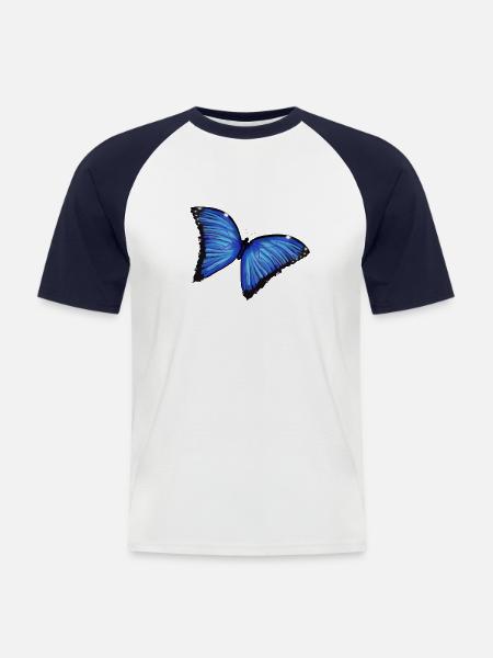 Blue ButterflyLove - Men's Baseball T-Shirt - white/navy
