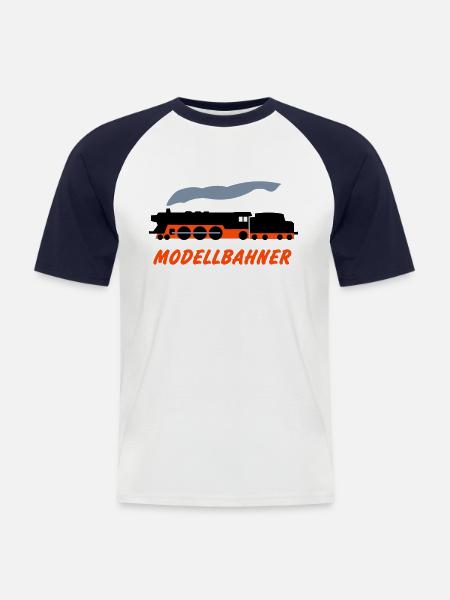 Modellbahner - Männer Baseball-T-Shirt - Weiß/Navy