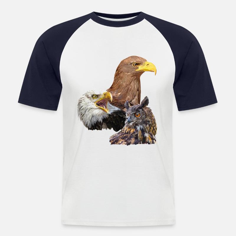 Pigargos und Eule - Männer Baseball-T-Shirt - Weiß/Navy