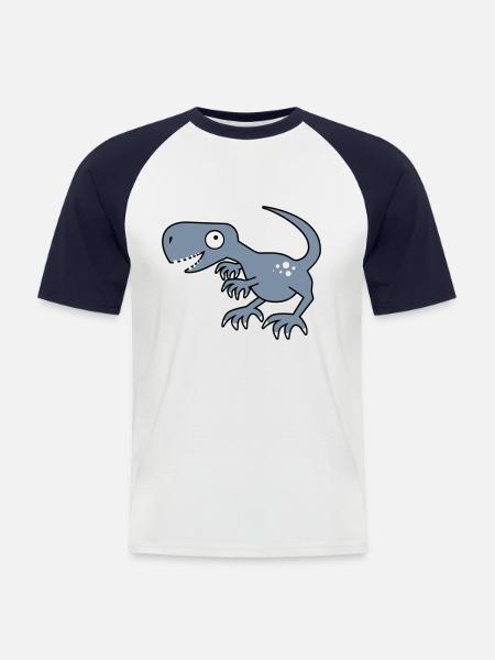 Dinosaurier - T-Rex - Männer Baseball-T-Shirt - Weiß/Navy