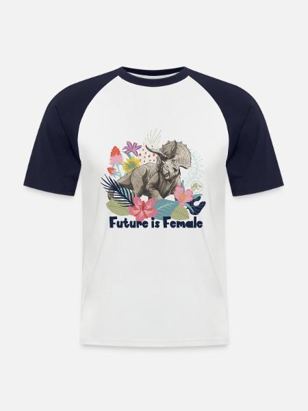 Jurassic World Styracosaurus Flower Design - Men's Baseball T-Shirt - white/navy