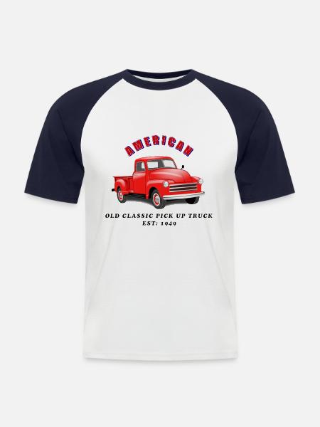 OLD CLASSIC PICK UP TRUCK - Men's Baseball T-Shirt - white/navy