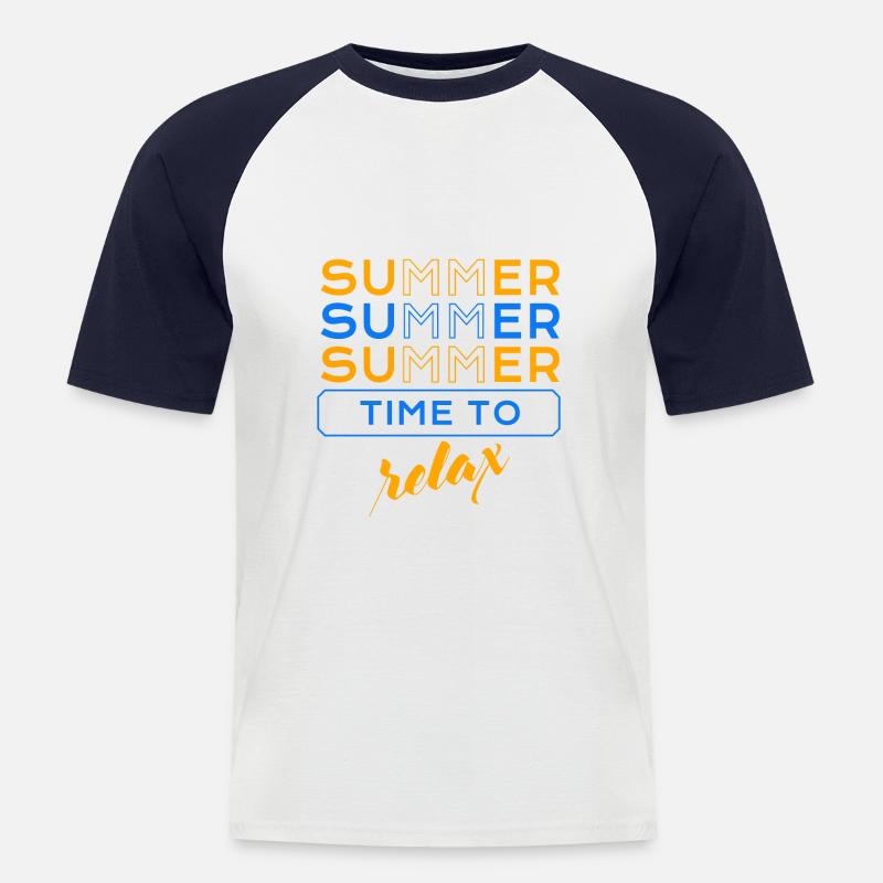 Summer Time to relax EV - Männer Baseball-T-Shirt - Weiß/Navy