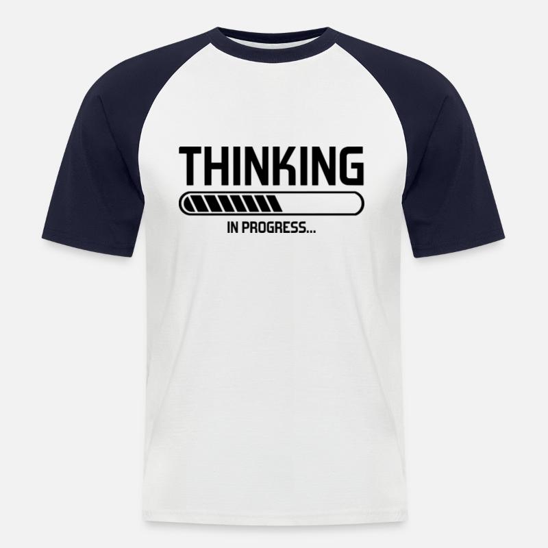 Thinking in Progress - Männer Baseball-T-Shirt - Weiß/Navy