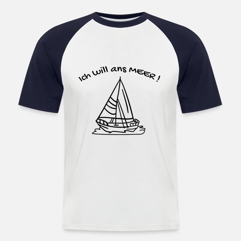 Ich will ans Meer ! - Männer Baseball-T-Shirt - Weiß/Navy
