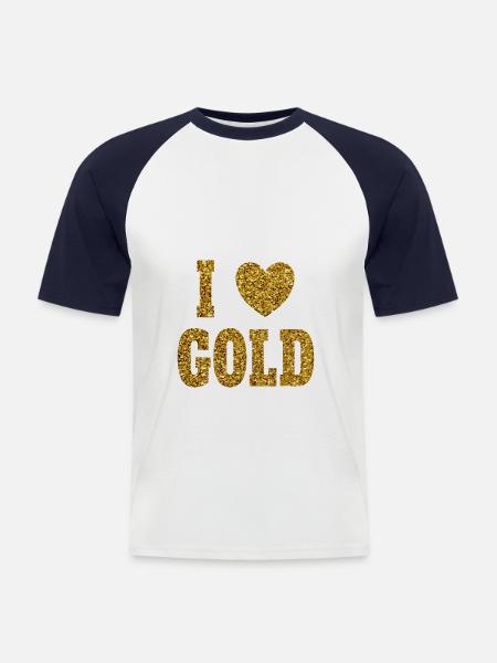 Gold Glitzer Effekt Glamour - Männer Baseball-T-Shirt - Weiß/Navy