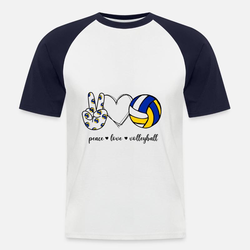 Peace Love Volleyball - Männer Baseball-T-Shirt - Weiß/Navy