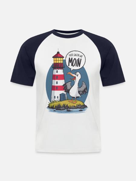 We say Moin here - Men's Baseball T-Shirt - white/navy